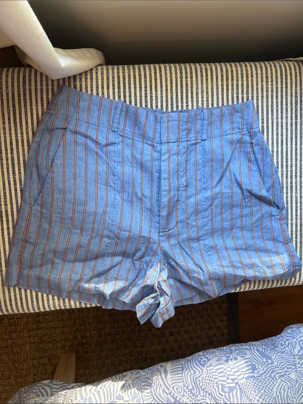 Madewell NWT Light Blue Pinstripe High-Rise Shorts